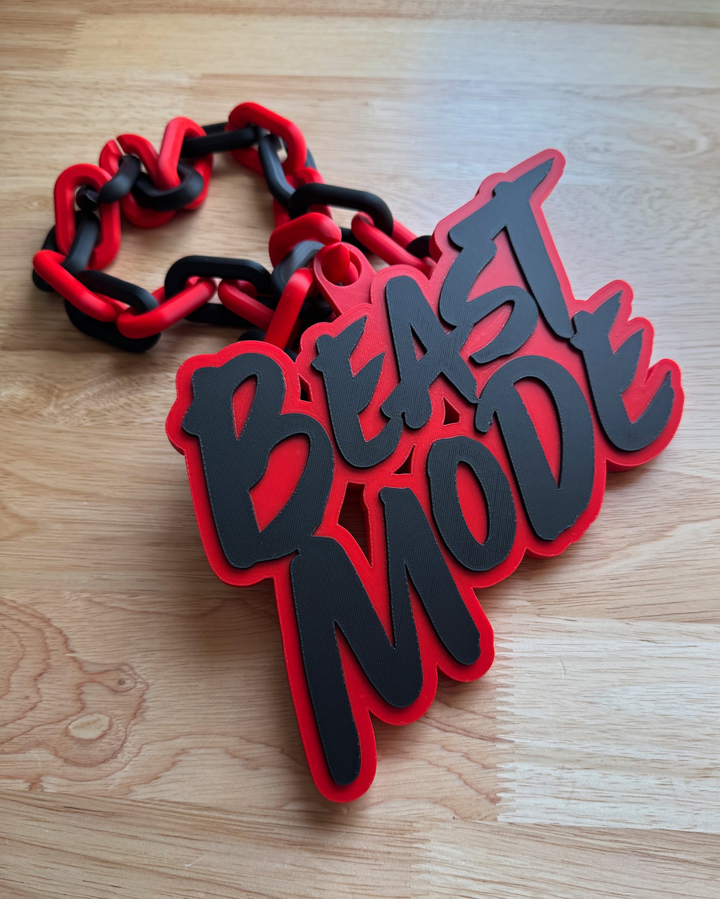 Black and red beast mode necklace